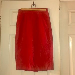 Leather red skirt